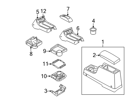 2000 Nissan Xterra Center Console Console Box-Floor Diagram for 96910-7Z010