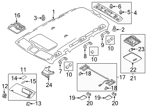 2018 Nissan Armada Interior Trim - Roof Holder SUNVISOR Diagram for 96409-1LA0A