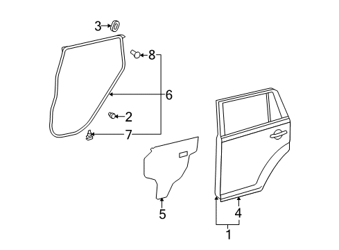 Diagram for 2009 Scion xB Rear Door 