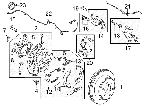 2018 Ford F-150 Parking Brake Adjuster Diagram for CL3Z-2041-A