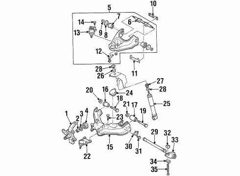 1998 Isuzu Amigo Front Suspension Components, Lower Control Arm, Upper Control Arm, Stabilizer Bar Shim, Link (Upper) Diagram for 2-90126-000-0