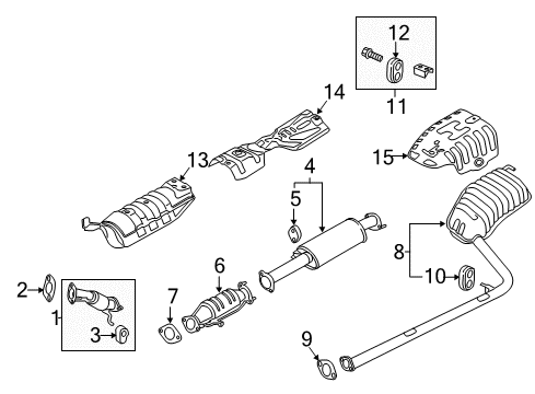 2011 Hyundai Sonata Exhaust Components Center Muffler Assembly Diagram for 28600-3Q190