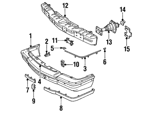 1993 Buick Roadmaster Front Bumper Cap Pkg-Front Bumper Fascia Outer Upper Diagram for 12503773