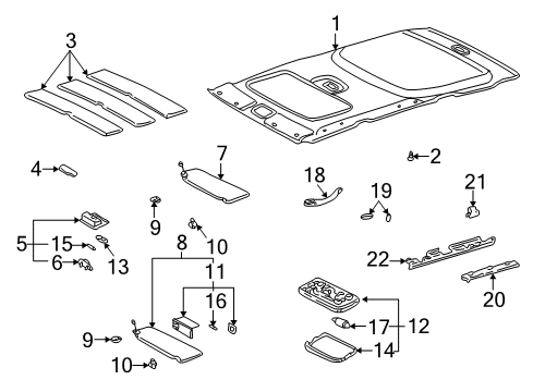 2004 Toyota Highlander Interior Trim - Roof Pad Diagram for 63341-48020