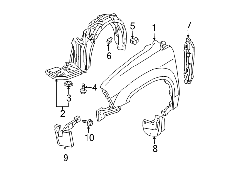 2006 Acura MDX Fender & Components, Exterior Trim Fender, Right Front (Inner) Diagram for 74101-S3V-A00