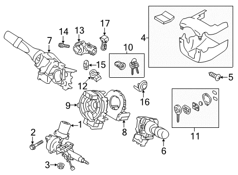 2014 Scion FR-S Steering Column & Wheel, Steering Gear & Linkage Column Assembly Diagram for SU003-00869