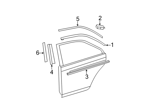 2007 Toyota Camry Exterior Trim - Rear Door Belt Molding Diagram for 75740-06060