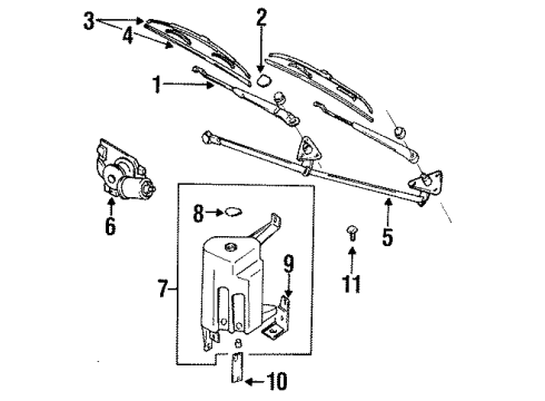 1995 Mitsubishi Mirage Wiper & Washer Components Arm Wiper Diagram for MB944049