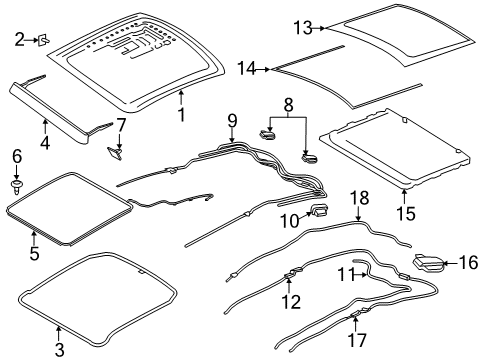 2020 Lincoln MKZ Sunroof Rear Glass Diagram for HP5Z-54500A18-B