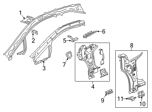 2014 Cadillac ELR Hinge Pillar Weatherstrip Pillar Reinforcement Diagram for 23180226