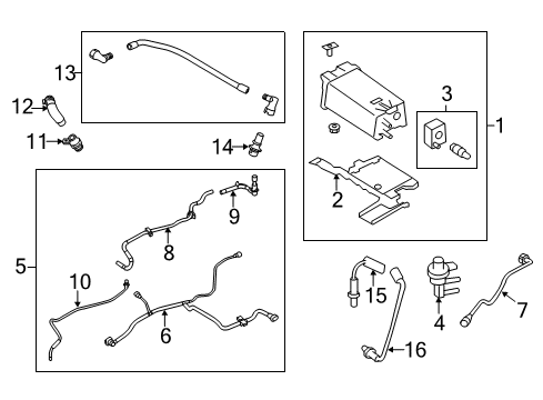 2011 Lincoln MKT Emission Components Canister Hose Diagram for AE9Z-9C015-C