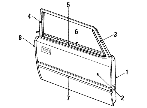 1990 Ford Mustang Door & Components, Exterior Trim Belt Weatherstrip Diagram for F1ZZ-6121453-A