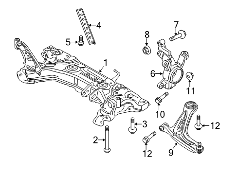 2014 Ford Fiesta Front Suspension Components, Lower Control Arm, Stabilizer Bar Suspension Crossmember Mount Bolt Diagram for -W714404-S442