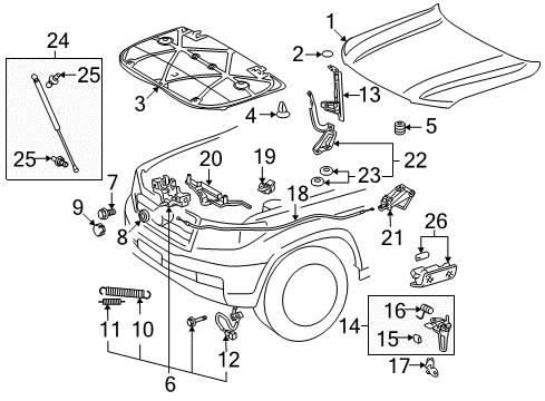 2008 Toyota Land Cruiser Hood & Components Center Brace Diagram for 53209-60110