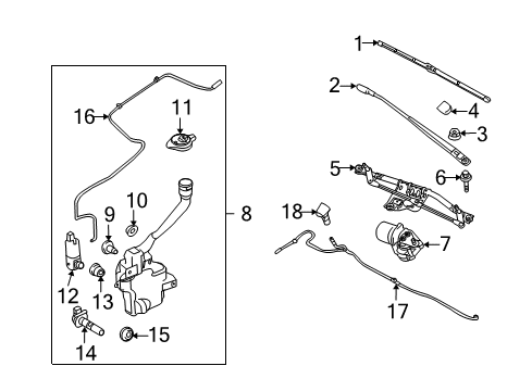 2011 Ford Taurus Wiper & Washer Components Wiper Blade Diagram for 8G1Z-17528-A