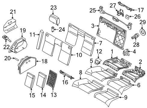 2011 BMW 328i Rear Seat Components Seat Upholstery, Right Diagram for 52209113030