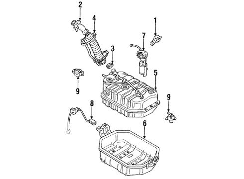 1997 Honda Passport Fuel System Components Protector, Fuel Tank Diagram for 8-97045-913-1