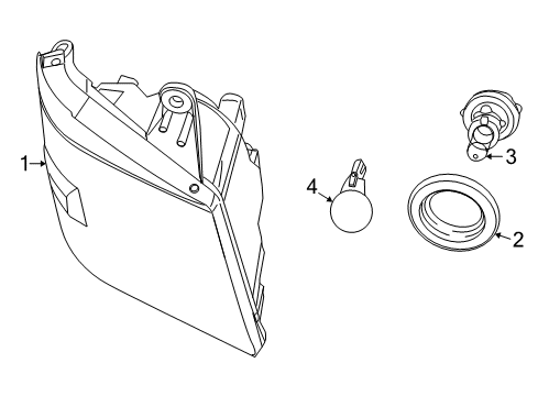 2008 Dodge Grand Caravan Bulbs Driver Side Headlight Assembly Composite Diagram for 5113333AD