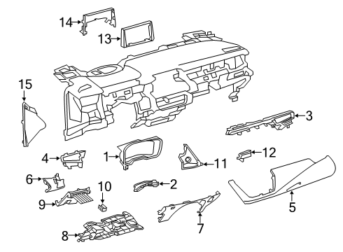 2019 Toyota Corolla Cluster & Switches, Instrument Panel Switch Panel Diagram for 55432-02780-C0