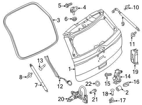 2014 Ford Police Interceptor Utility Lift Gate Support Cylinder Diagram for BB5Z-78406A10-A