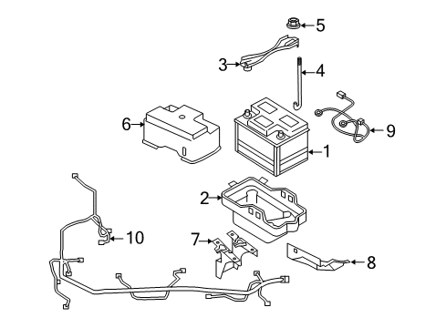 2008 Mercury Mariner Battery Battery Diagram for 8M6Z-10B759-B