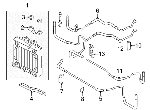 2009 BMW 750Li Oil Cooler Bracket, Oil Cooler Line Diagram for 17227586895