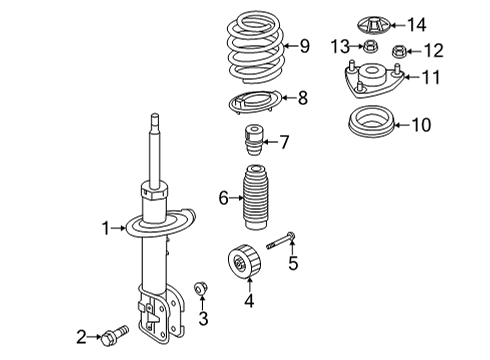 2021 Hyundai Santa Fe Struts & Components - Front Bolt-Flange Diagram for 54645C1000