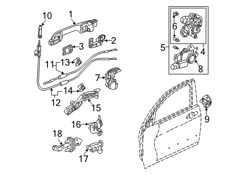 2003 Honda Accord Front Door Handle Assembly, Right Rear Door (Outer) (Taffeta White) Diagram for 72640-SDA-A01ZD