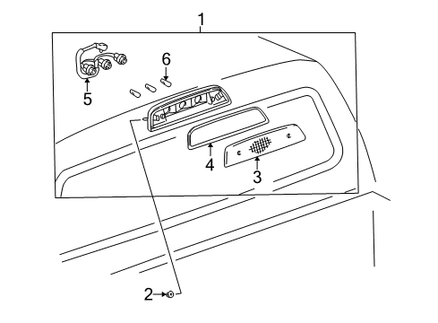 2004 Toyota Tacoma High Mount Lamps Lens Gasket Diagram for 81572-04010