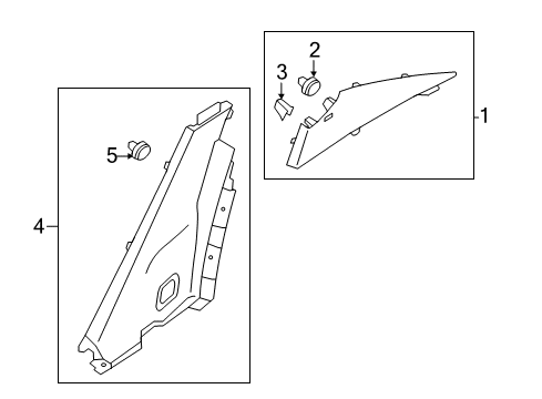 2014 Kia Rio Interior Trim - Quarter Panels Trim Assembly-Rear Wheel House Diagram for 858901W000HU