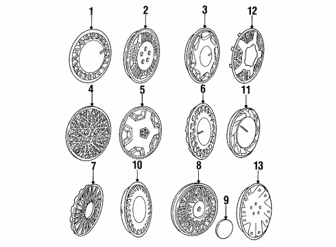 1990 Dodge Spirit Wheel Covers & Trim Cover Wheel 15" Class Ii Car Diagram for 4472024
