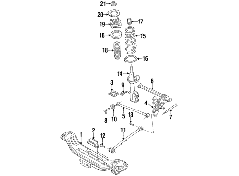 1995 Ford Probe Rear Suspension Components, Lower Control Arm, Stabilizer Bar Mount Diagram for F32Z18192D
