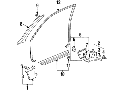 1997 Acura CL Interior Trim - Pillars, Rocker & Floor Garnish Assembly, Left Front Pillar (Light Quartz Gray) Diagram for 84151-SV2-A00ZF