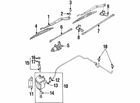 1997 Infiniti I30 Wiper & Washer Components Link Assy-Connecting, No 2 Diagram for 28842-40U00