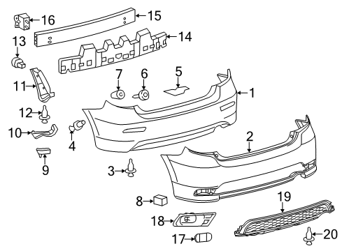 2011 Toyota Matrix Rear Bumper Bezel Diagram for 52109-02010