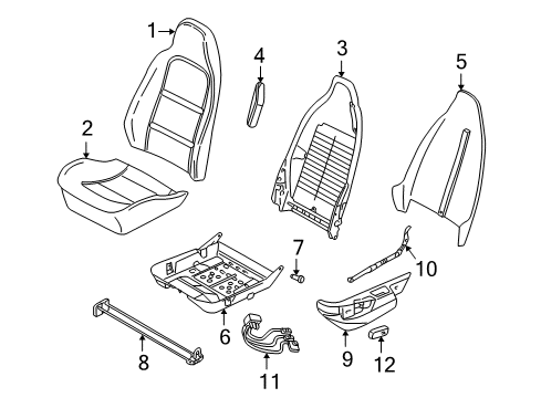 2000 BMW Z3 Power Seats Seat Cover Vinyl Diagram for 52108411927