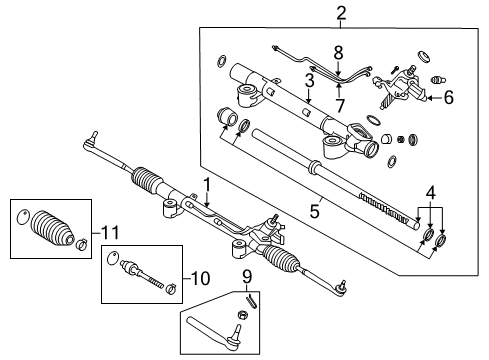 2010 Infiniti EX35 Steering Column & Wheel, Steering Gear & Linkage Power Steering Gear Sub Assembly Diagram for 49210-1BA2A