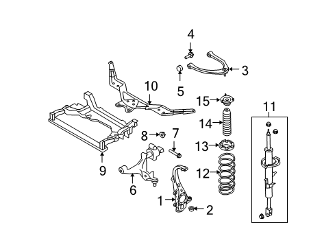 2007 Infiniti G35 Front Suspension Components, Lower Control Arm, Upper Control Arm, Stabilizer Bar, Struts & Components Transverse Link Complete, Front Left Lower Diagram for 54501-JK500