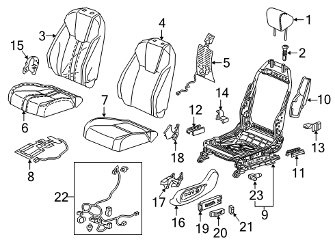 2019 Honda Insight Heated Seats Heater Complete Right, Front Diagram for 81134-TXM-A61