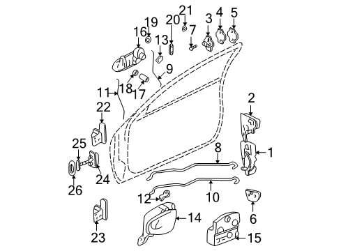 1999 Oldsmobile Alero Door - Lock & Hardware Link Asm, Front Side Door Check Diagram for 19244699