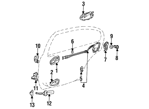 1994 Lexus GS300 Rear Door - Lock & Hardware Rear Door Outside Handle Assembly, Left Diagram for 69240-30120-A1