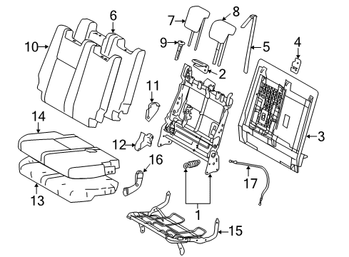 2019 Toyota Highlander Third Row Seats Recliner Cover Diagram for 71844-0E070-A0