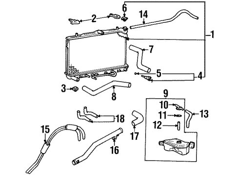 1999 Hyundai Elantra Radiator & Components Hose-Radiator Reservoir Cap Diagram for 25443-29100