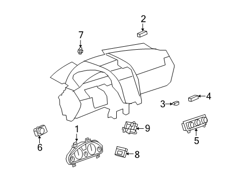 2008 Saturn Outlook Cluster & Switches, Instrument Panel Switch Asm-Headlamp *Tbd Diagram for 25822157