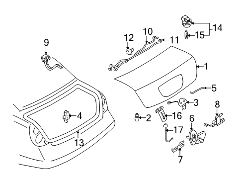 2006 Nissan Altima Trunk Hinge Assy-Trunk Lid, RH Diagram for 84400-3Z630