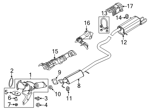 2017 Ford Fiesta Exhaust Components Rear Muffler Diagram for D2BZ-5A289-B