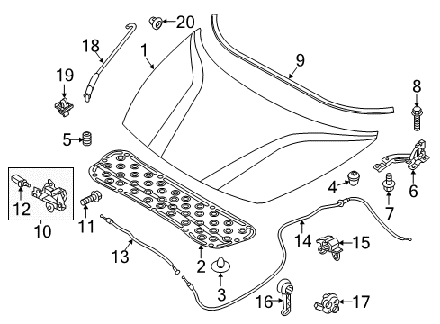 2016 Kia Rio Hood & Components Cable Assembly-Hood Latch Diagram for 811901W000