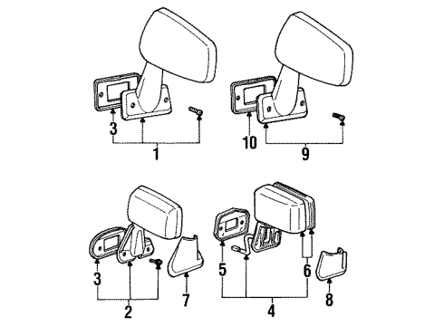 1986 Toyota Pickup Outside Mirrors Mirror Assembly Diagram for 87910-89121