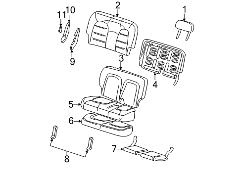 2005 Ford Explorer Rear Seat Components Seat Cushion Diagram for 5L2Z-7863840-AA