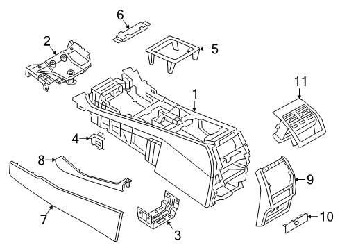 2019 BMW X5 Center Console FRESH AIR GRILLE REAR ROOM Diagram for 64229399964